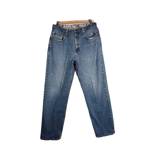 Vintage Polo Jeans Ralph Lauren Size 33 X 32 Y2K Blue Denim Essential Cotton - Picture 1 of 14